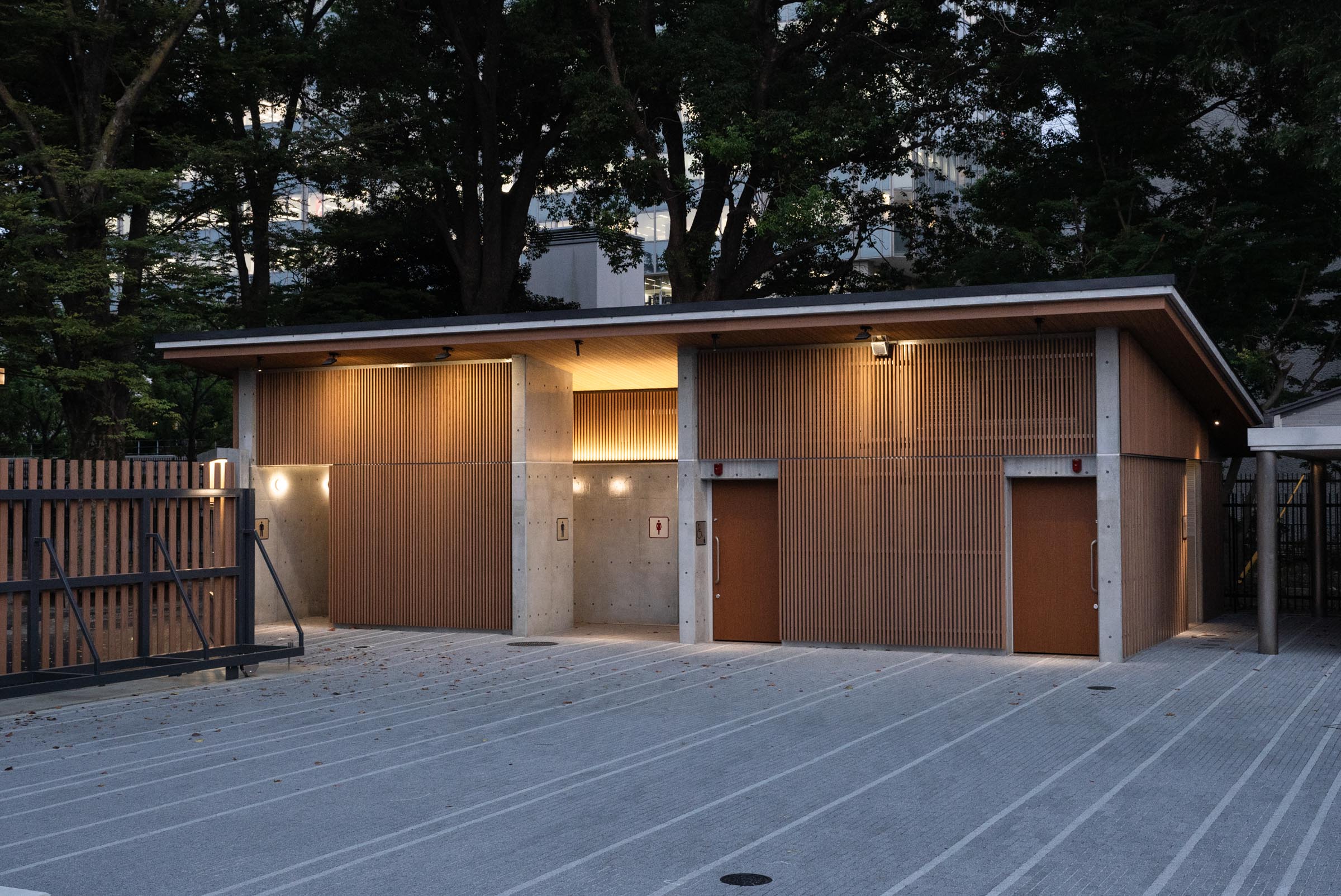 東京都代々木公園陸上競技場の竣工建築写真。光と影、木材を活かしたデザインと時間帯ごとの表情を記録